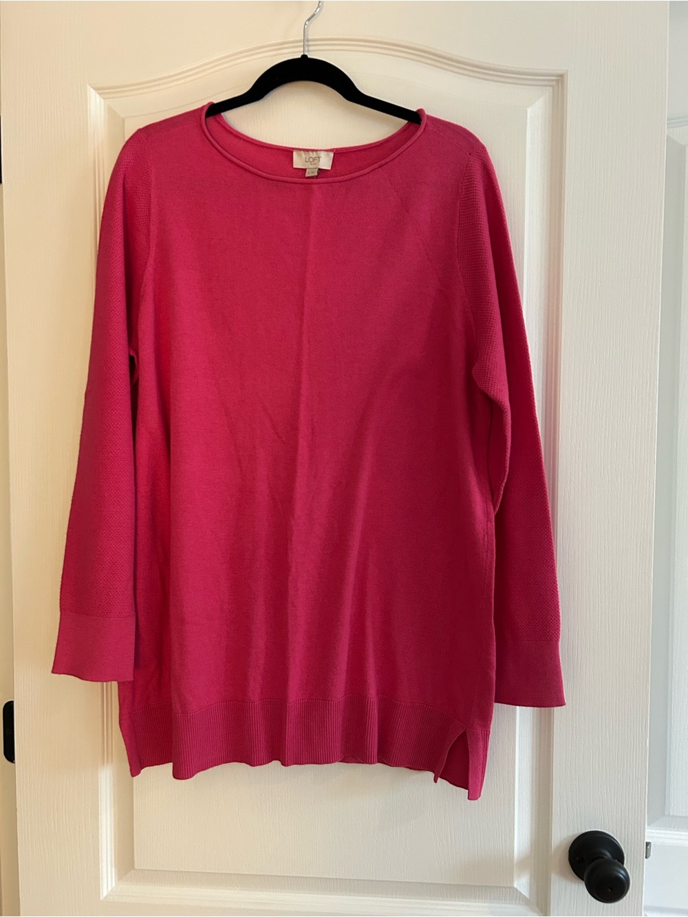 NWT LOFT Bright Pink Crewneck Tunic Sweater XL